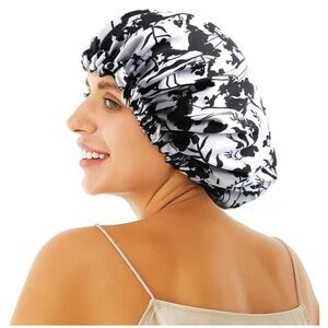 Black and White Hair Bonnet‎